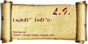 Lajkó Iván névjegykártya